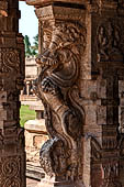 The great Chola temples of Tamil Nadu - The Brihadishwara Temple of Thanjavur. Brihadnayaki Temple (Amman temple)  details of the sculptures of the porch of the mandapa.